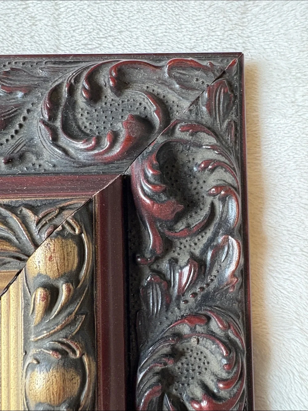 Vintage-Style Gold and Dark Red Ornate Picture Frame